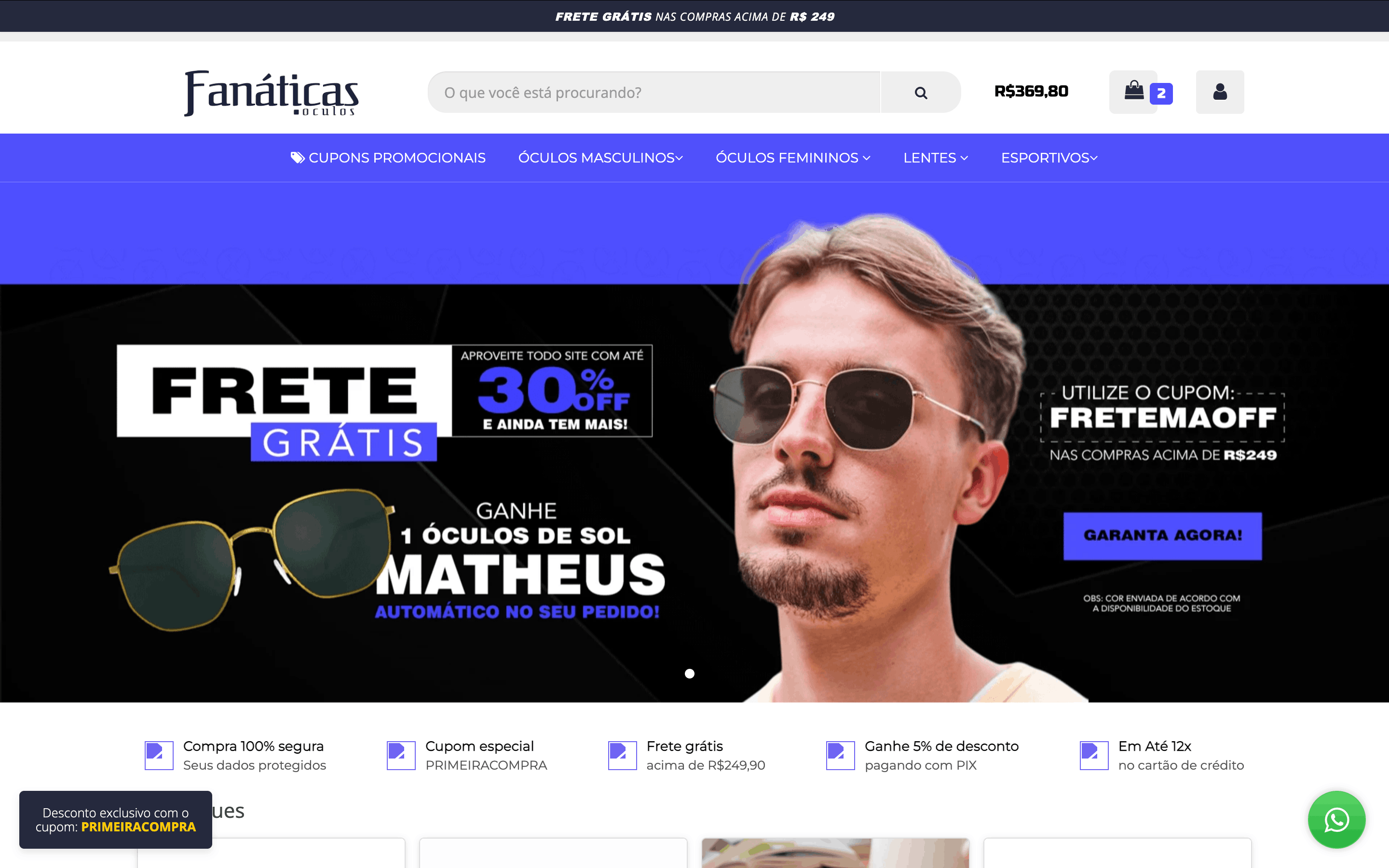 Imagem 2 do projeto Oculos Fanaticas | Otica Online e Ecommerce